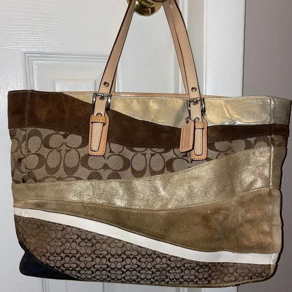 バッグ COACH Suede Leather Trim Tote Archive COACH Suede Leather Trim Tote Archive